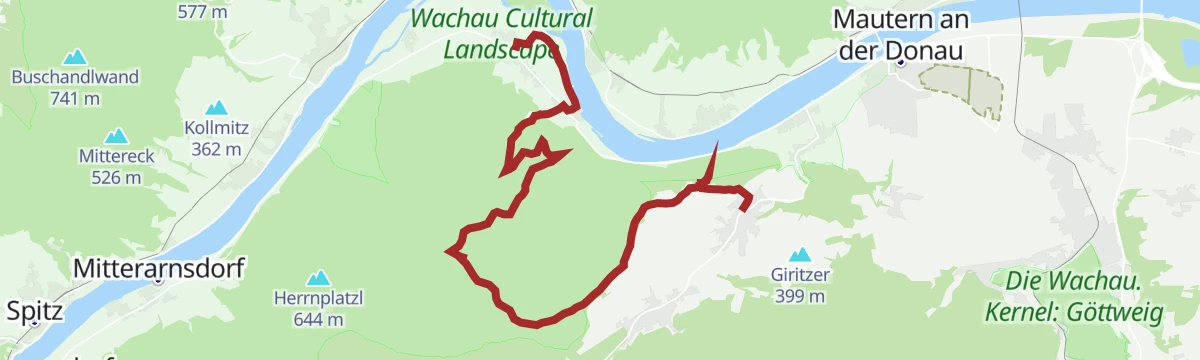 Route map: Welterbesteig Wachau 12: Rossatz-Unterbergern